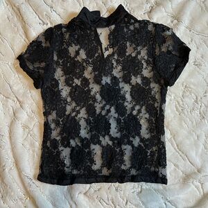 TAHARI black lace blouse